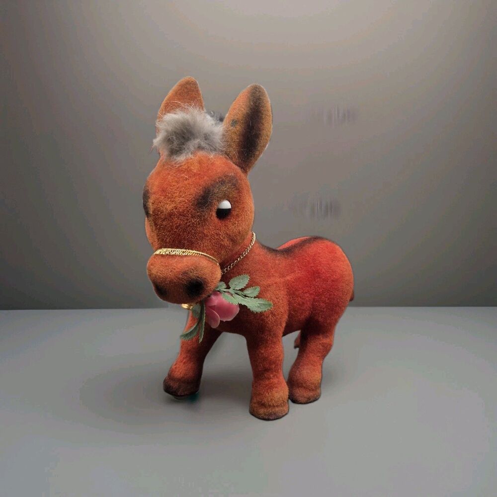 Vintage Flocked Burro Donkey Bank 1950s